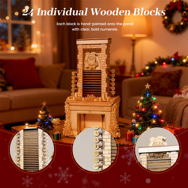 🎄🎅 Wooden Santa Down-the-Chimney Advent Calendar