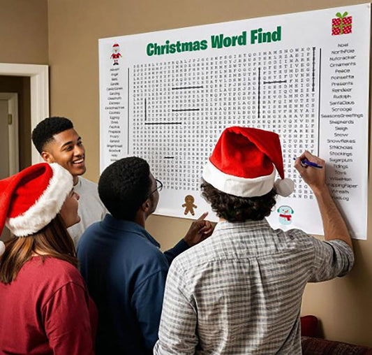 ⏰ Jumbo Thanksgiving & Christmas Word Search Poster – Giant 36"x24" Wall Game! 🎉