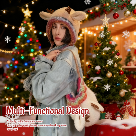 🎅 2-in-1 Reindeer Knit Hat & Handbag
