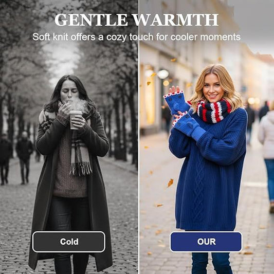 Shark Bite Pattern Knit Gloves