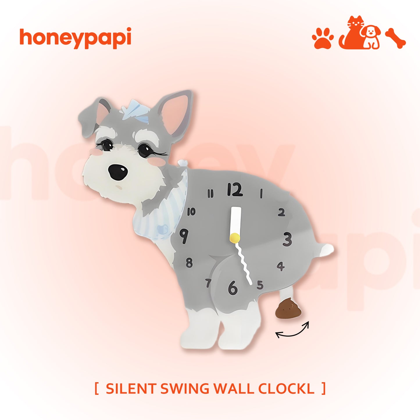 Small Dog Silent Wall Clock