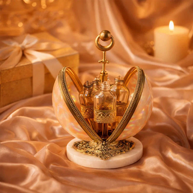 🕯 Vintage Shell Perfume Display(includes 4 empty perfume decanters)