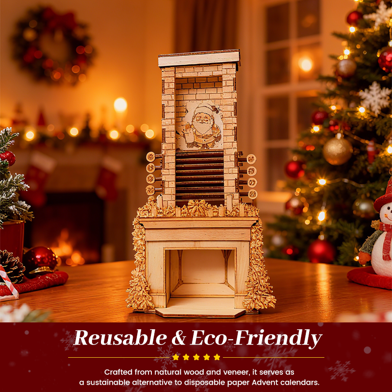 🎄🎅 Wooden Santa Down-the-Chimney Advent Calendar