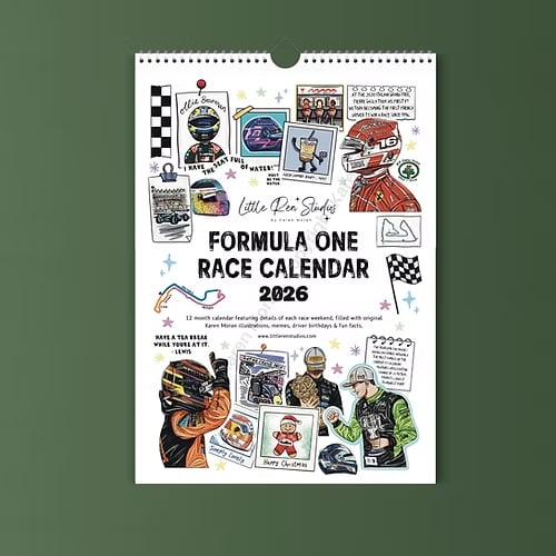 🏎️📅F1 Scrapbook Race Calendar 2026 — The ultimate wall calendar for racing fans