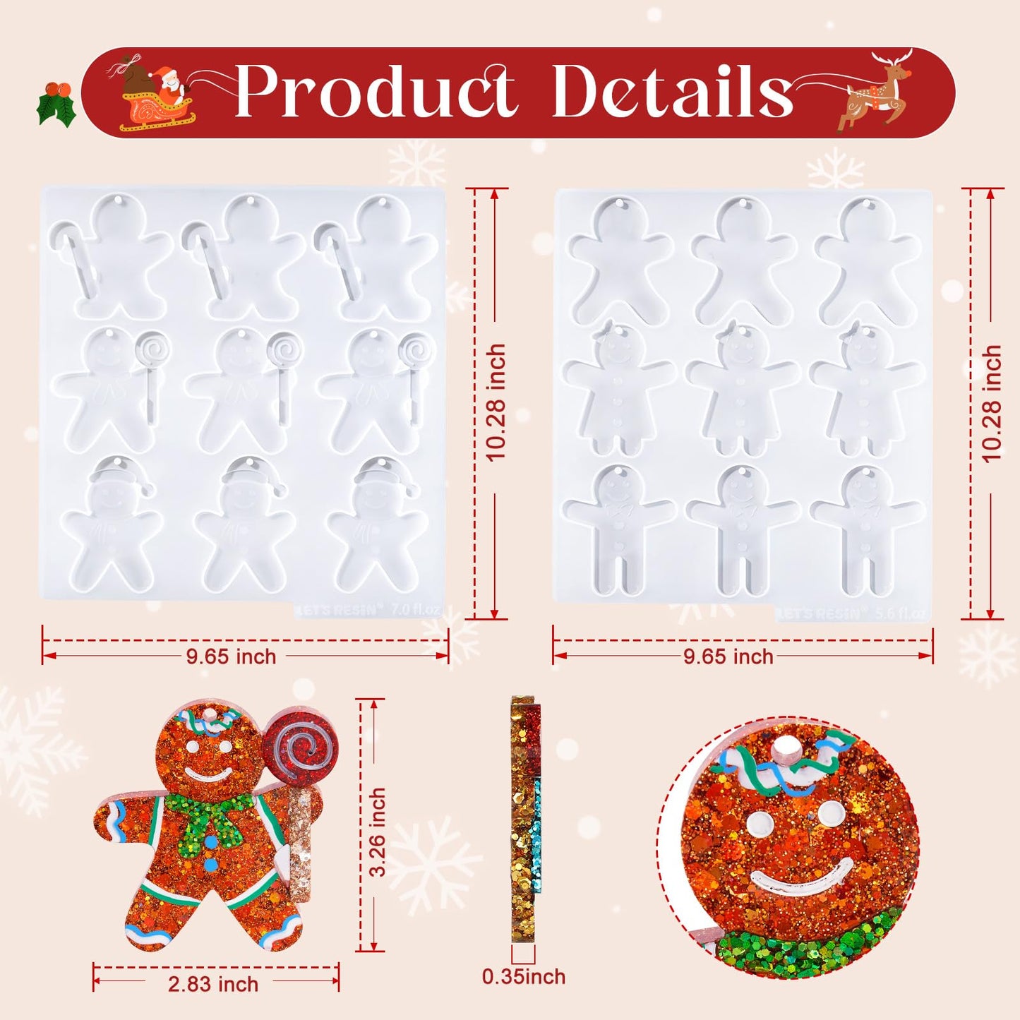 ⛄ 18 Cavities Christmas Resin Molds