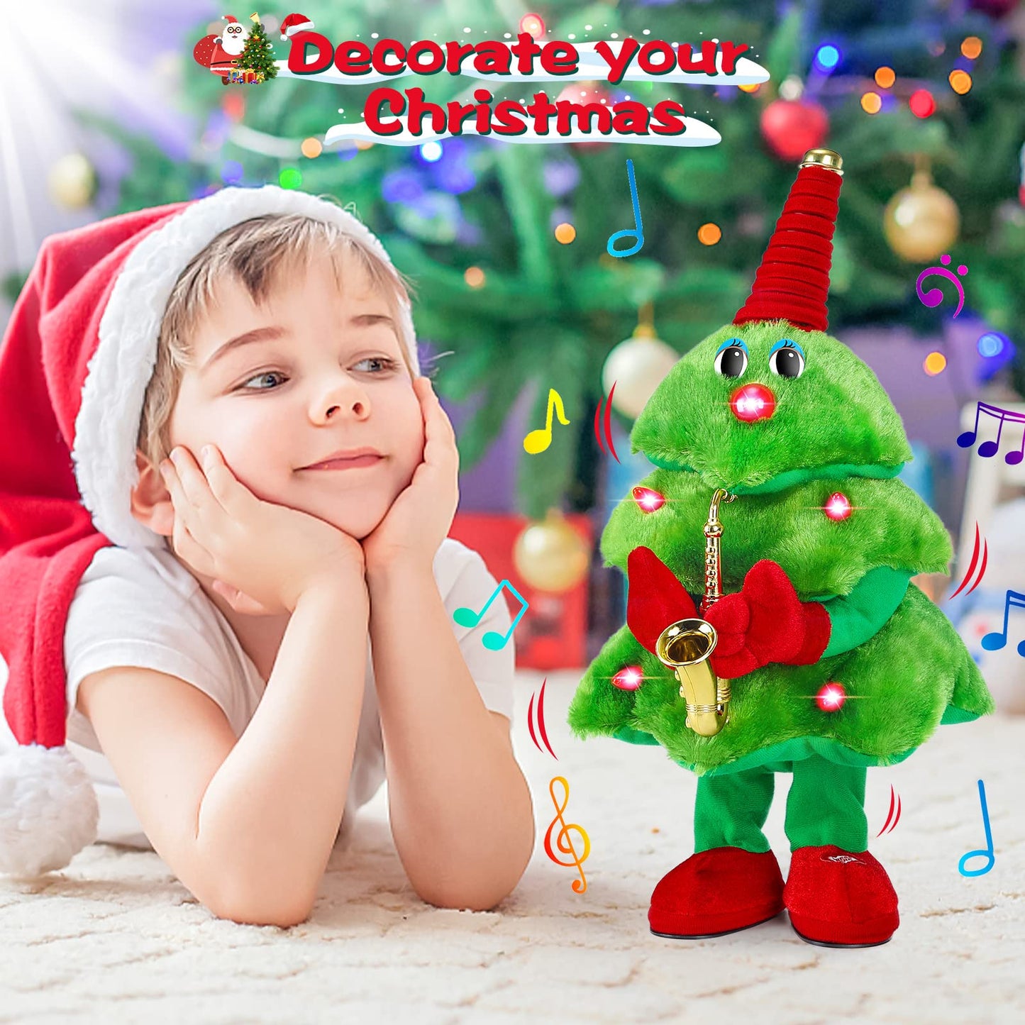 🎅Singing & Dancing Christmas Tree Plush Toy with Lights