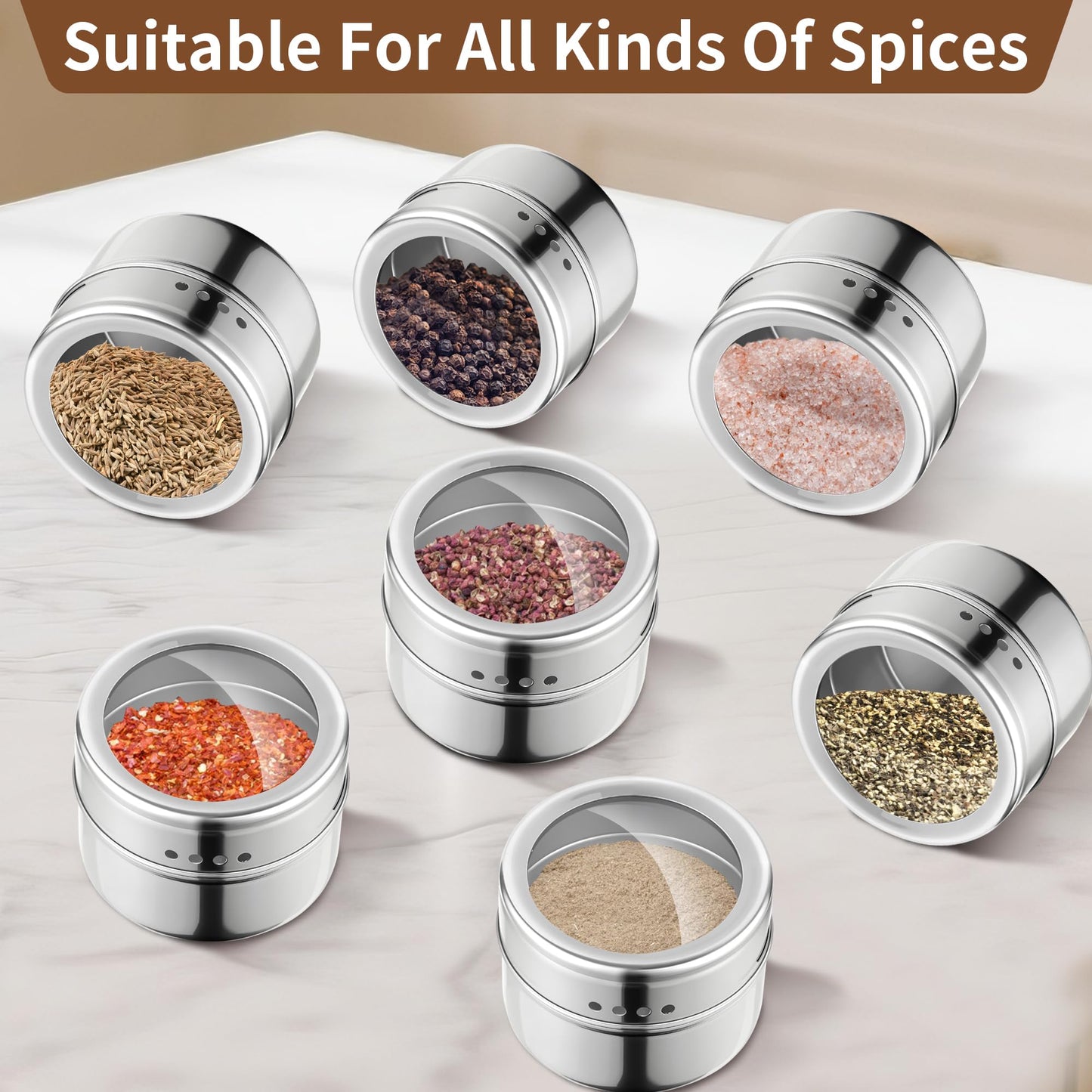 Stainless Steel Magnetic Spice Jars