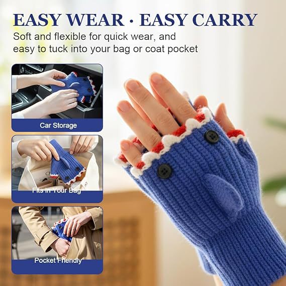 Shark Bite Pattern Knit Gloves