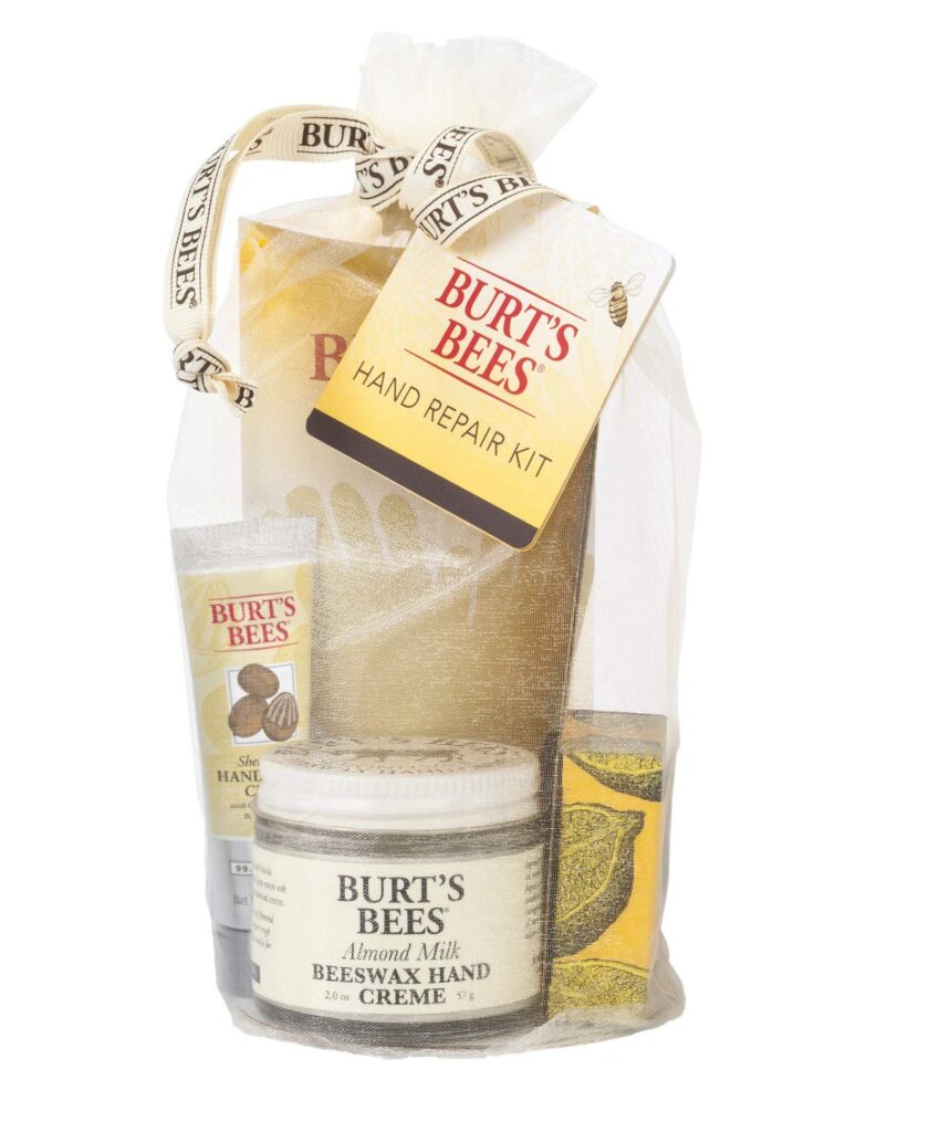 Burts Bees Christmas Gifts, 3 Hand Care Stocking Stuffers Products, Hand Repair Set - Almond Milk Cream, Lemon Butter Cuticle Cream  Shea Butter Cream, With Gloves