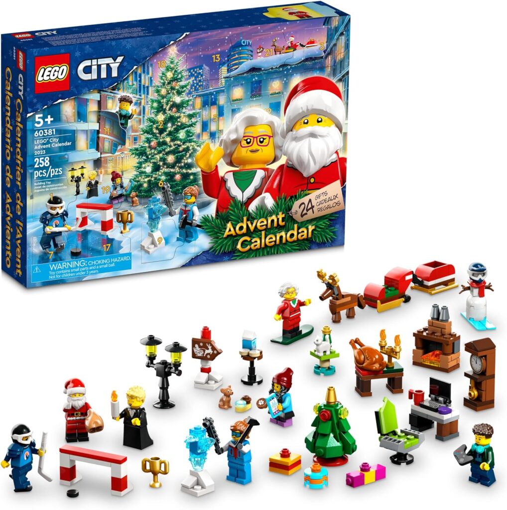 LEGO City 2023 Advent Calendar 60381 Christmas Holiday Countdown Playset, Gift Idea to Countdown to Adventure with Daily Collectible Surprises