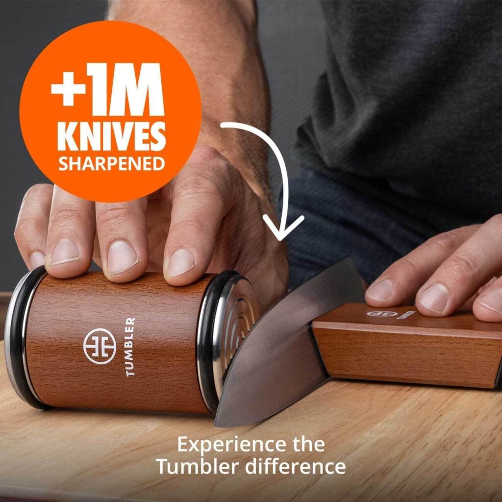 Tumbler Rolling Knife Sharpener™ - Knife Sharpening Made Easy - Rolling Knife Sharpening System for Kitchen Knives - Knife Sharpener Kit Offers 15  20 Degree Sharpening